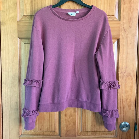 Women’s size small REV Revelation mauve sweatshirt with sleeve ruffle detail - Picture 1 of 6